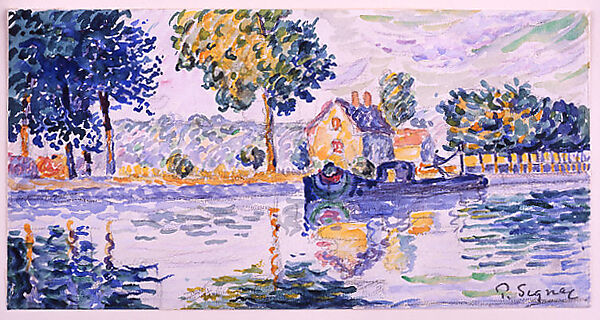 View of the Seine, Samois, Paul Signac (French, Paris 1863–1935 Paris), Charcoal and watercolor
