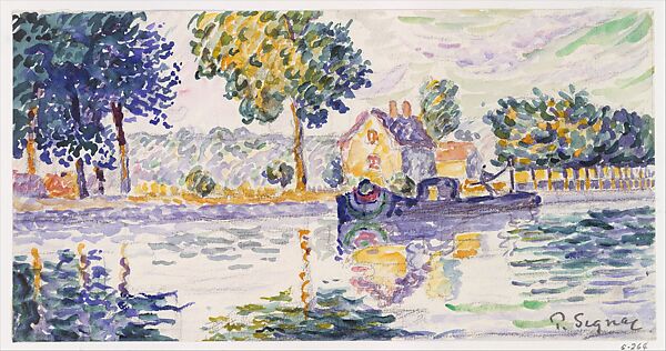 View of the Seine, Samois, Paul Signac (French, Paris 1863–1935 Paris), Charcoal and watercolor 