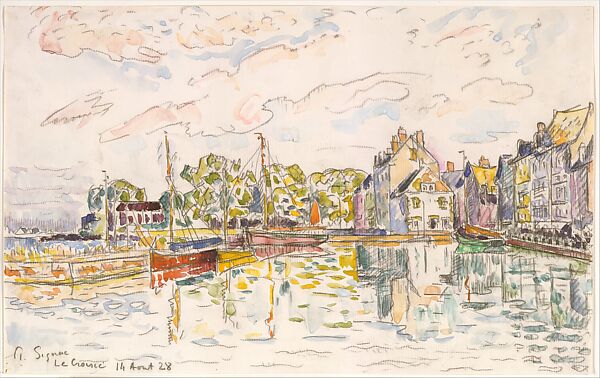 Le Croisic, Paul Signac (French, Paris 1863–1935 Paris), Watercolor over black crayon 