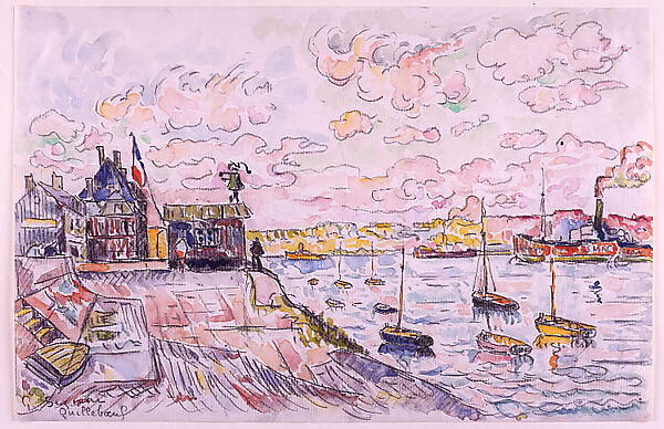 Quilleboeuf, Paul Signac (French, Paris 1863–1935 Paris), Black crayon and watercolor