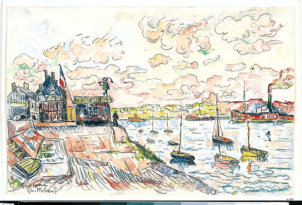 Quilleboeuf, Paul Signac (French, Paris 1863–1935 Paris), Black crayon and watercolor