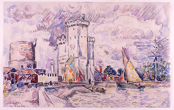 La Rochelle, Paul Signac (French, Paris 1863–1935 Paris), Black crayon and watercolor