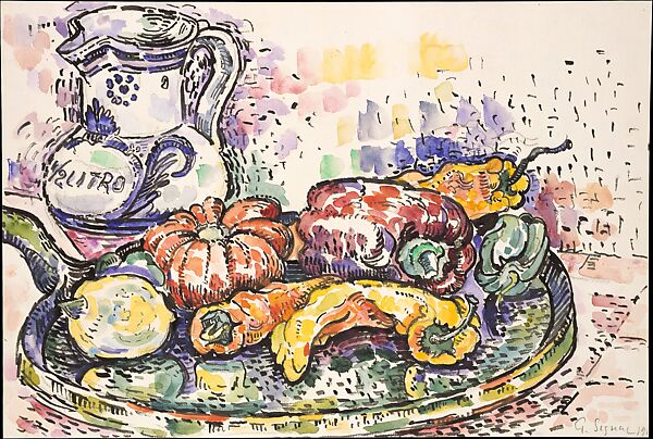 Still Life with Jug, Paul Signac (French, Paris 1863–1935 Paris), Graphite and watercolor on paper