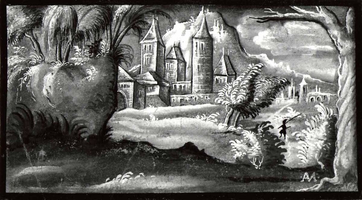 Imaginary Landscape, Monogrammist AM (Germany, ca. 1600), Brush and black ink and gray washes heightened with white gouache on reddish prepared paper, German