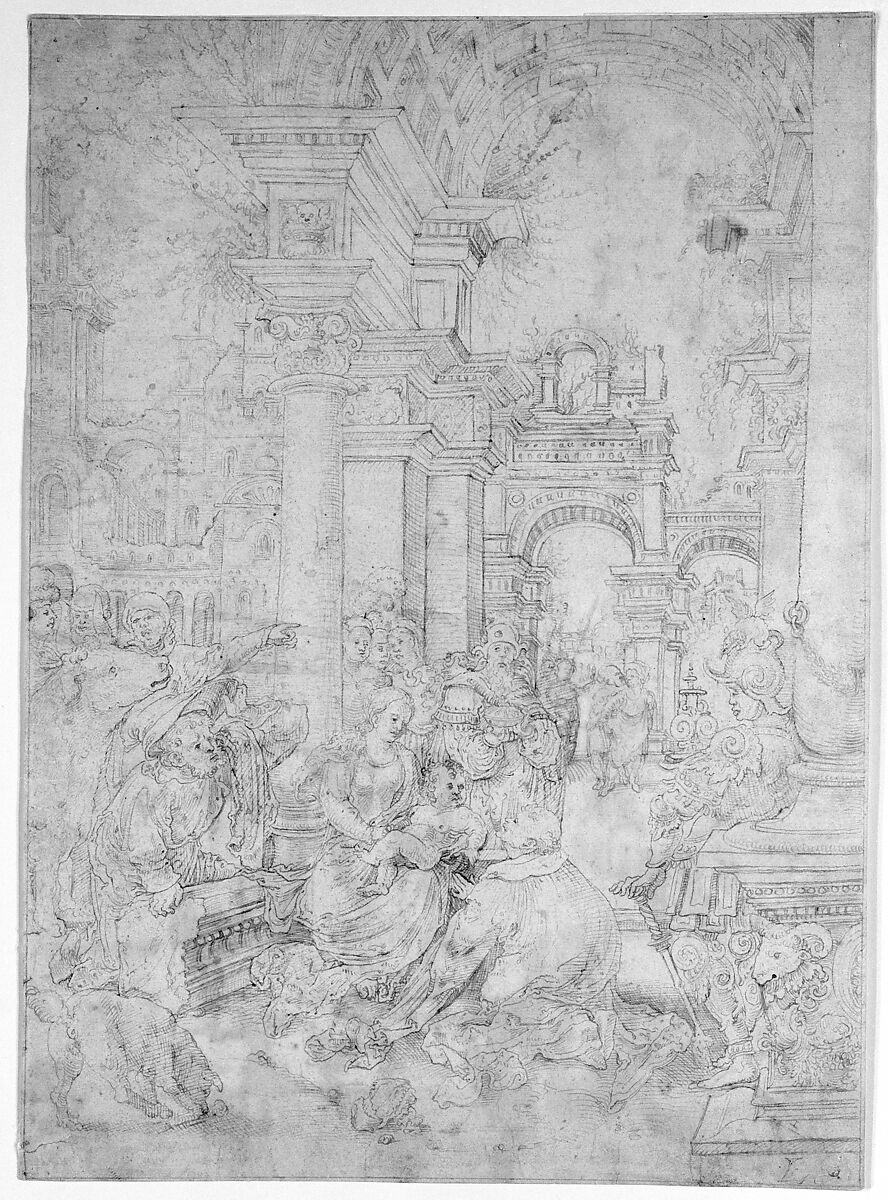 Adoration of the Magi, Flemish  , first quarter of the sixteenth century, Pen and light brown and grayish brown ink over traces of black chalk; original borderline all around., Flemish, Antwerp