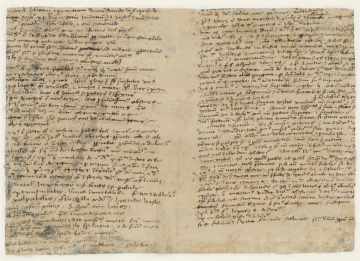 Head of a Bearded Man Wearing a Turban (recto); Latin script (verso), Master of the Death of Absalom (?) (active. ca. 1490-1510), Brush and black brown ink heightened with white gouache on slate gray prepared paper.