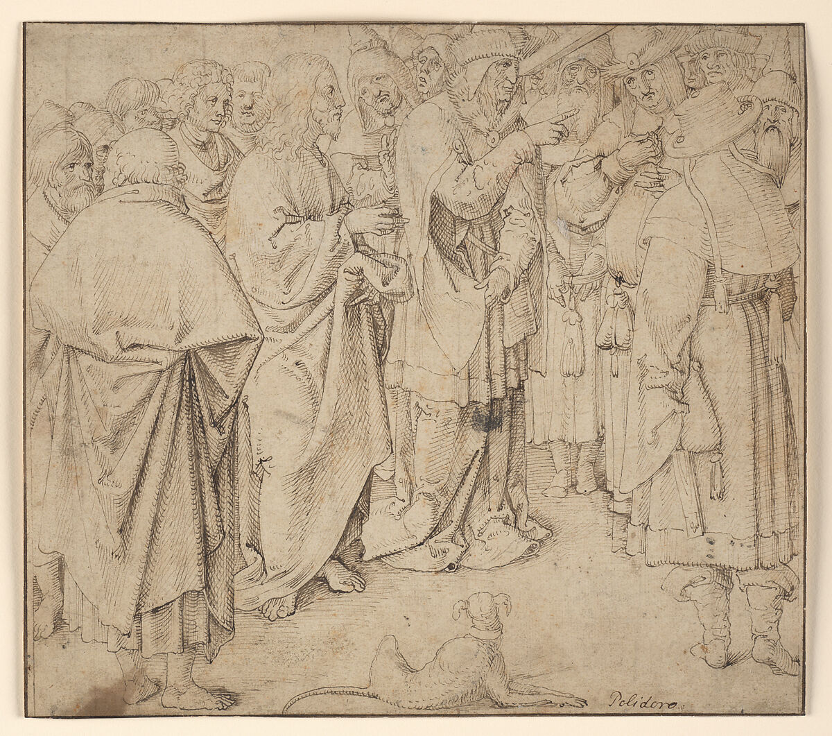 The Parable of the Beam and the Mote, Netherlandish, Pen and brown ink over traces of black chalk; original borderlines at left and right edges., Netherlandish, Leiden 