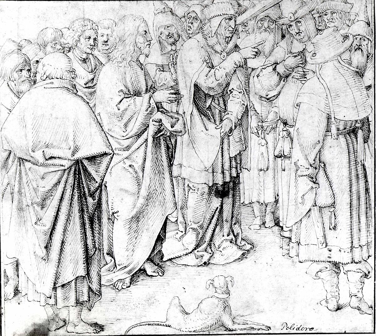 The Parable of the Beam and the Mote, Netherlandish, Pen and brown ink over traces of black chalk; original borderlines at left and right edges., Netherlandish, Leiden