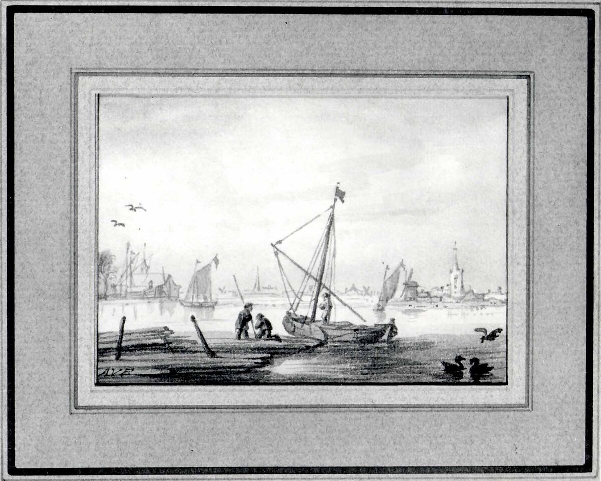 Harbor Scene, Allart van Everdingen (Dutch, Alkmaar 1621–1675 Amsterdam), Brush and brown ink