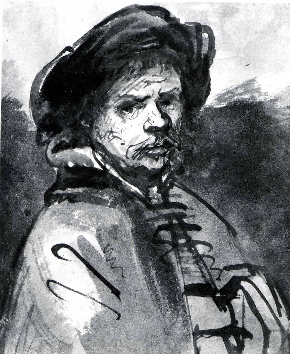 Self-Portrait, Rembrandt (Rembrandt van Rijn) (Dutch, Leiden 1606–1669 Amsterdam) (reworked by another hand), Pen and brown ink, brush and brown and gray ink, brown and gray washes.