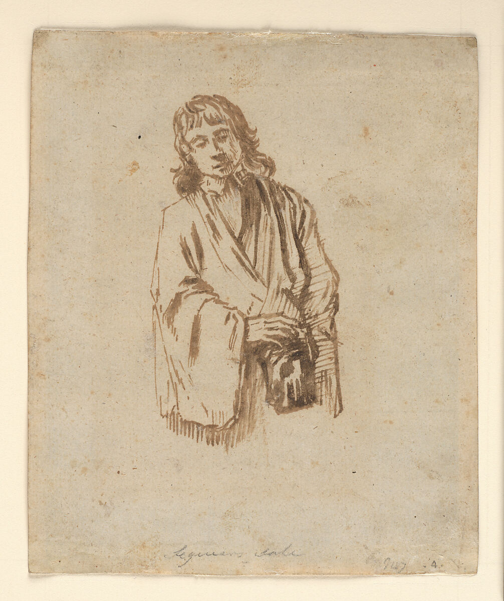 A Young Man, School of Rembrandt van Rijn (Dutch, 1606–1669), Pen and brush in brown ink; the verso printed in brown.