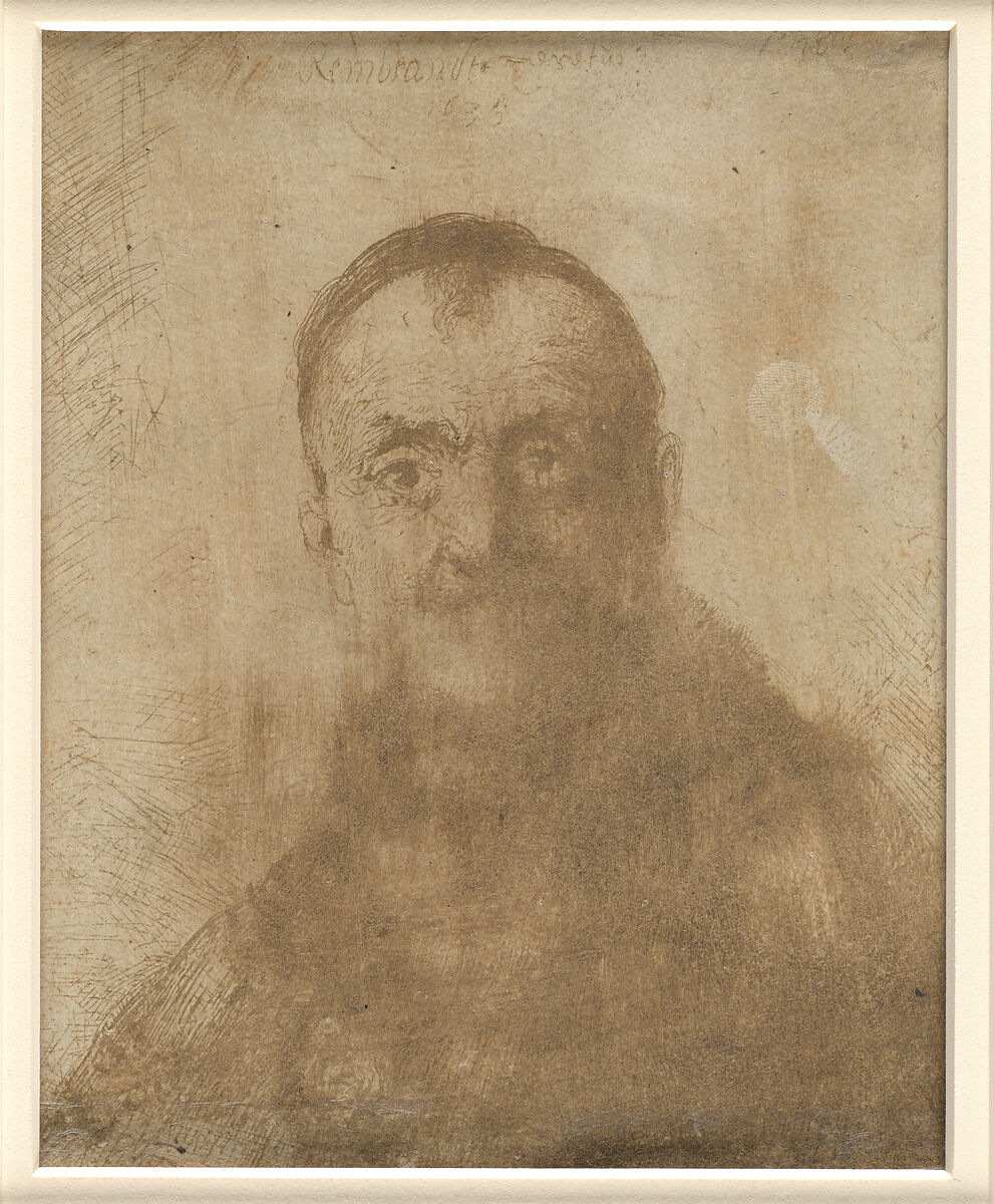 A Young Man, School of Rembrandt van Rijn (Dutch, 1606–1669), Pen and brush in brown ink; the verso printed in brown. 