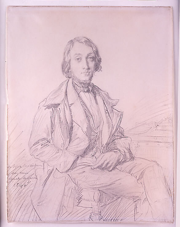 Portrait of Félix Ravaisson, Théodore Chassériau (French, Le Limon, Saint-Domingue, West Indies 1819–1856 Paris), Graphite on white wove paper darkened to buff