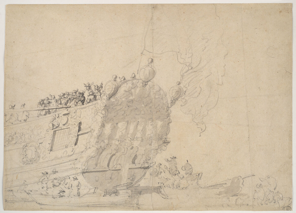 An English Royal Yacht, Willem van de Velde I (Dutch, Leiden 1611–1693 London), Pencil, brush and gray ink and gray wash. 