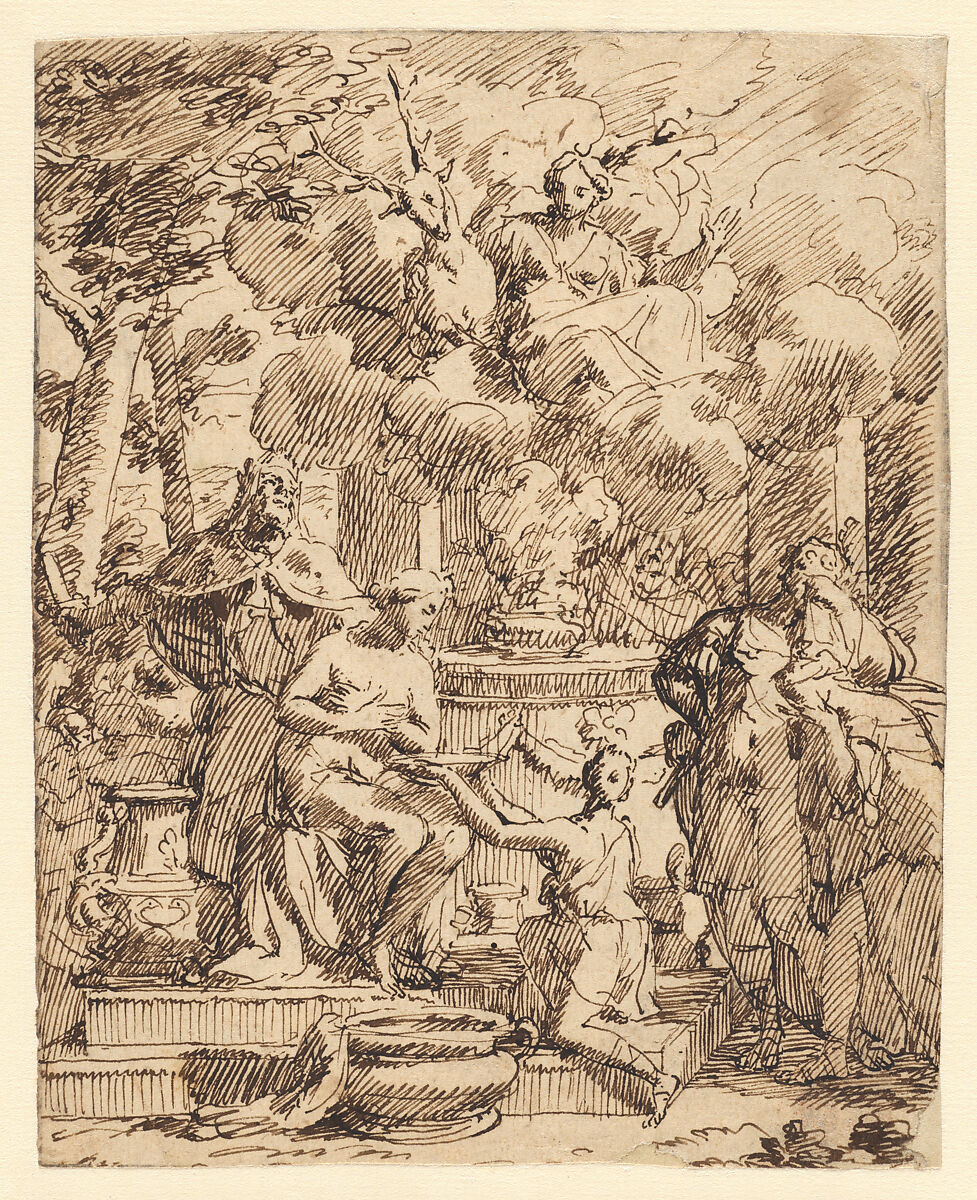 The Sacrifice of Iphigenia, Gerard de Lairesse (Dutch, Liège 1641–1711 Amsterdam), Pen and brown ink 