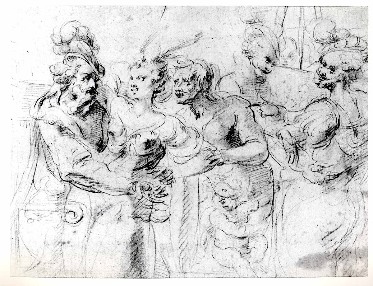 The Procuress, Georges Lallemand (French, Nancy ca. 1580–1636 Paris), Black chalk on buff paper.