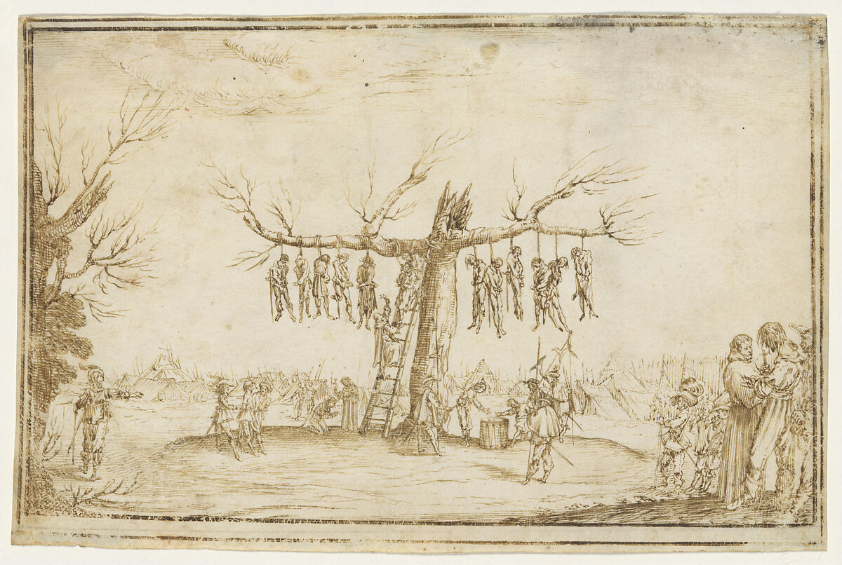 The Hangman's Tree, Imitator of Jacques Callot (French, Nancy 1592–1635 Nancy), Pen and sepia ink., French 