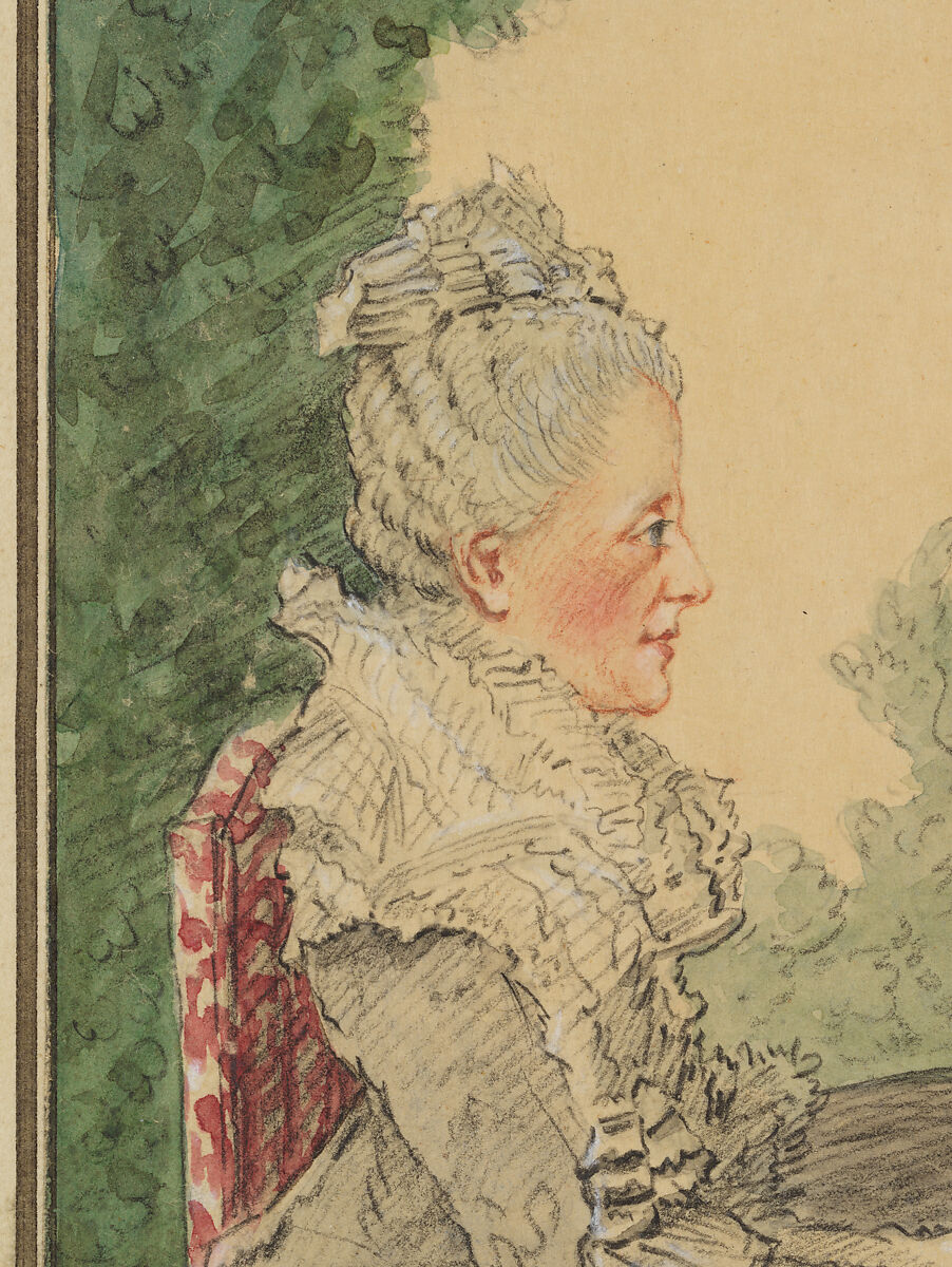 Madame la Comtesse de Boufflers and Thérèse, Louis de Carmontelle (French, Paris 1717–1806 Paris), Pencil, black and red chalk, watercolor with white chalk highlights