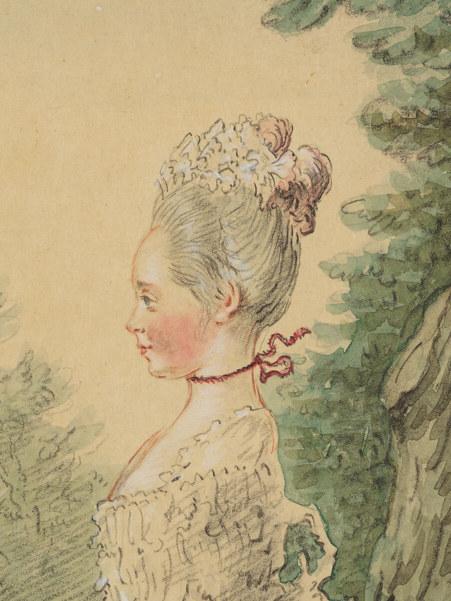 Madame la Comtesse de Boufflers and Thérèse, Louis de Carmontelle (French, Paris 1717–1806 Paris), Pencil, black and red chalk, watercolor with white chalk highlights