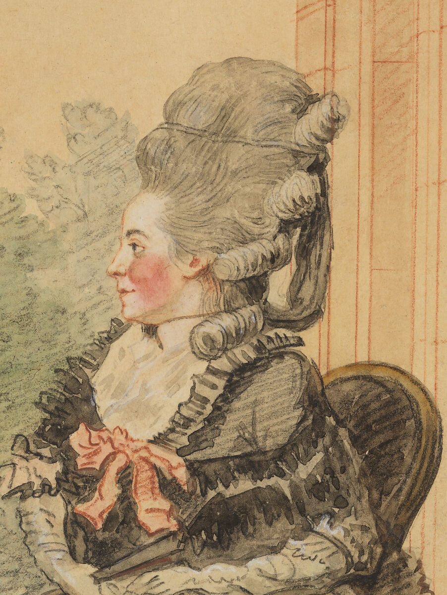 Madame la Marquise de Coëtlogon, Louis de Carmontelle (French, Paris 1717–1806 Paris), Pencil(?), black and red chalk, watercolor with white chalk highlights