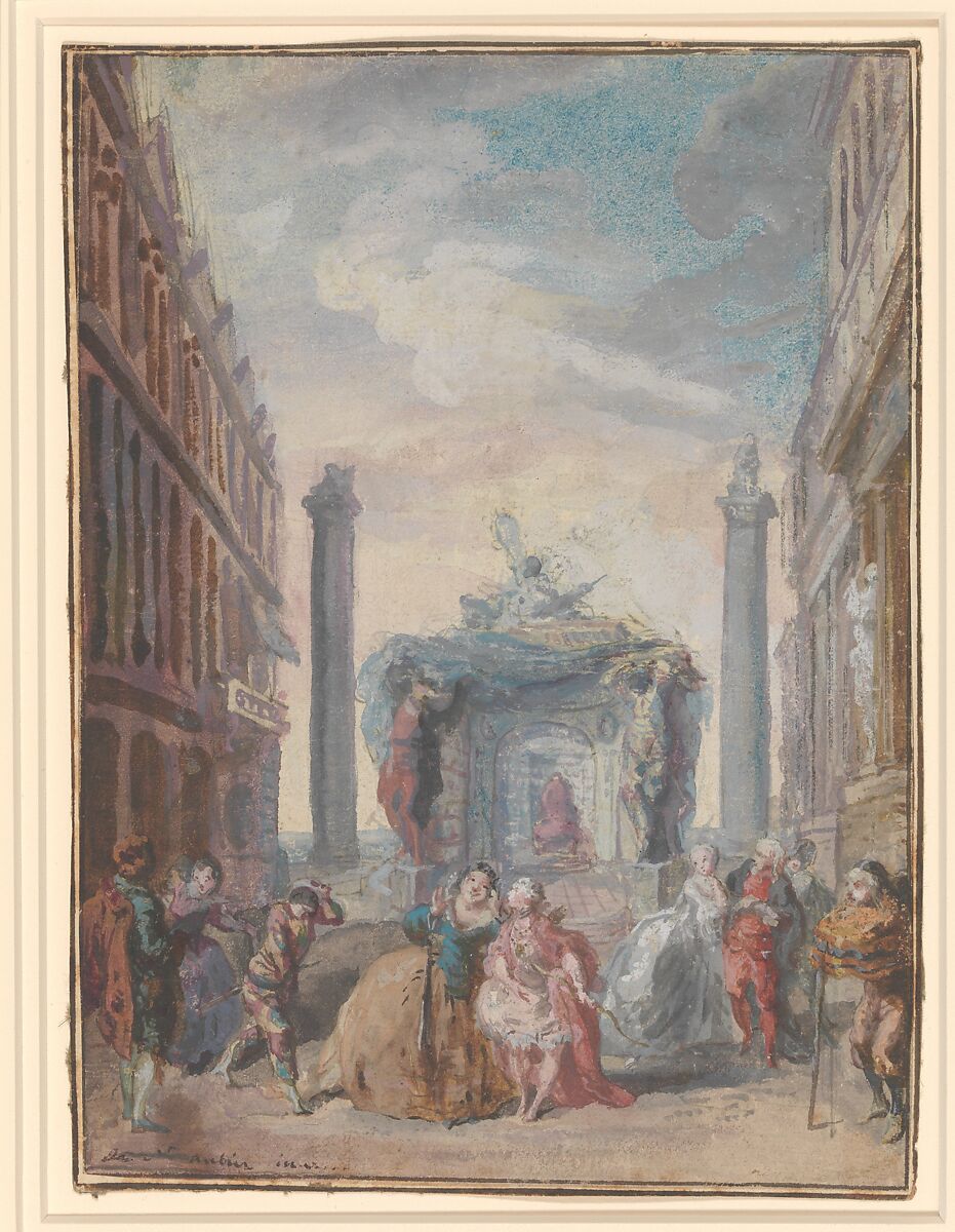 Les fêtes vénitiennes, Gabriel de Saint-Aubin (French, Paris 1724–1780 Paris), Watercolor and gouache over pen and brown ink 