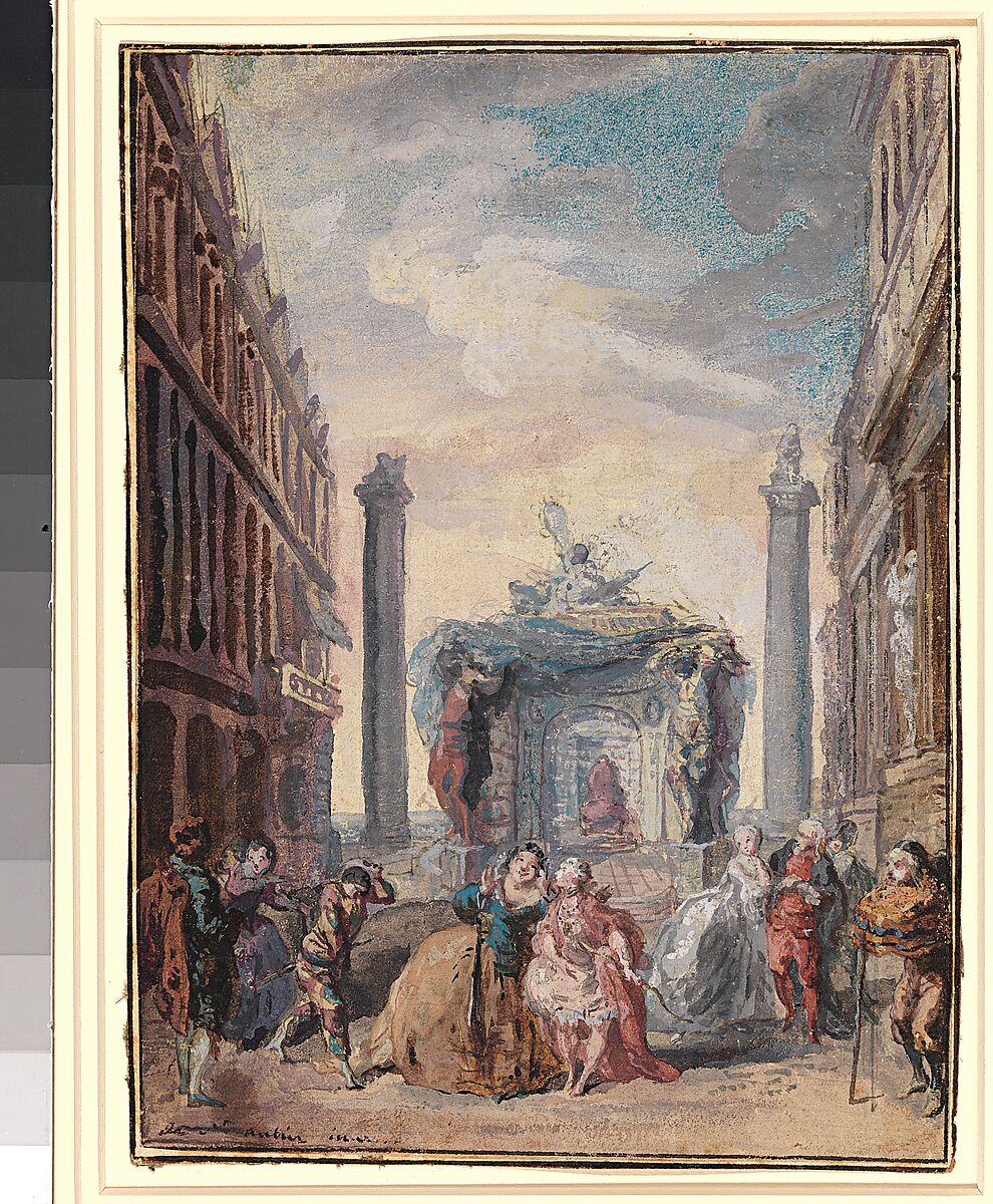 Les fêtes vénitiennes, Gabriel de Saint-Aubin (French, Paris 1724–1780 Paris), Watercolor and gouache over pen and brown ink