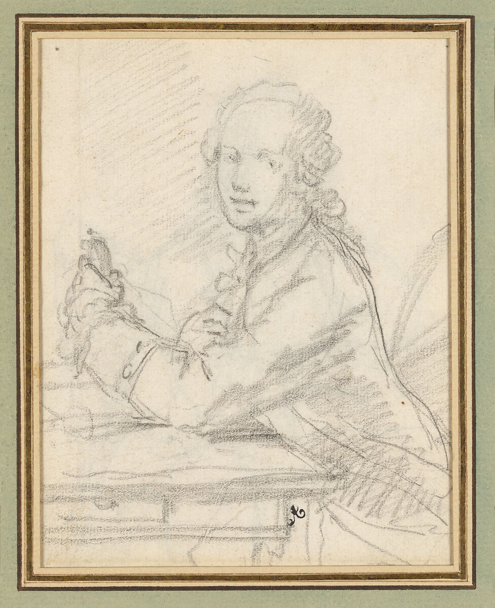 Portraits of a Young Man, Augustin de Saint-Aubin (French, Paris 1736–1807 Paris), Black chalk 
