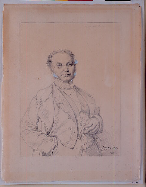 Dr. François Mêlier, Jean Auguste Dominique Ingres (French, Montauban 1780–1867 Paris), Graphite with graphite framing lines, corrected with white, on buff wove paper