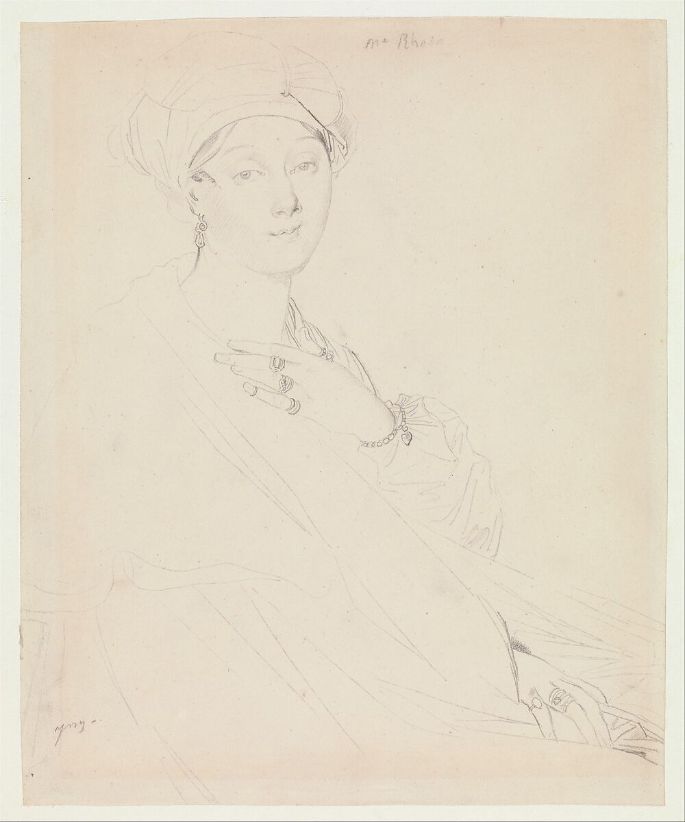 Portrait of Madame Rhode (Rhoda?), Jean Auguste Dominique Ingres (French, Montauban 1780–1867 Paris), Graphite on pale buff wove paper 