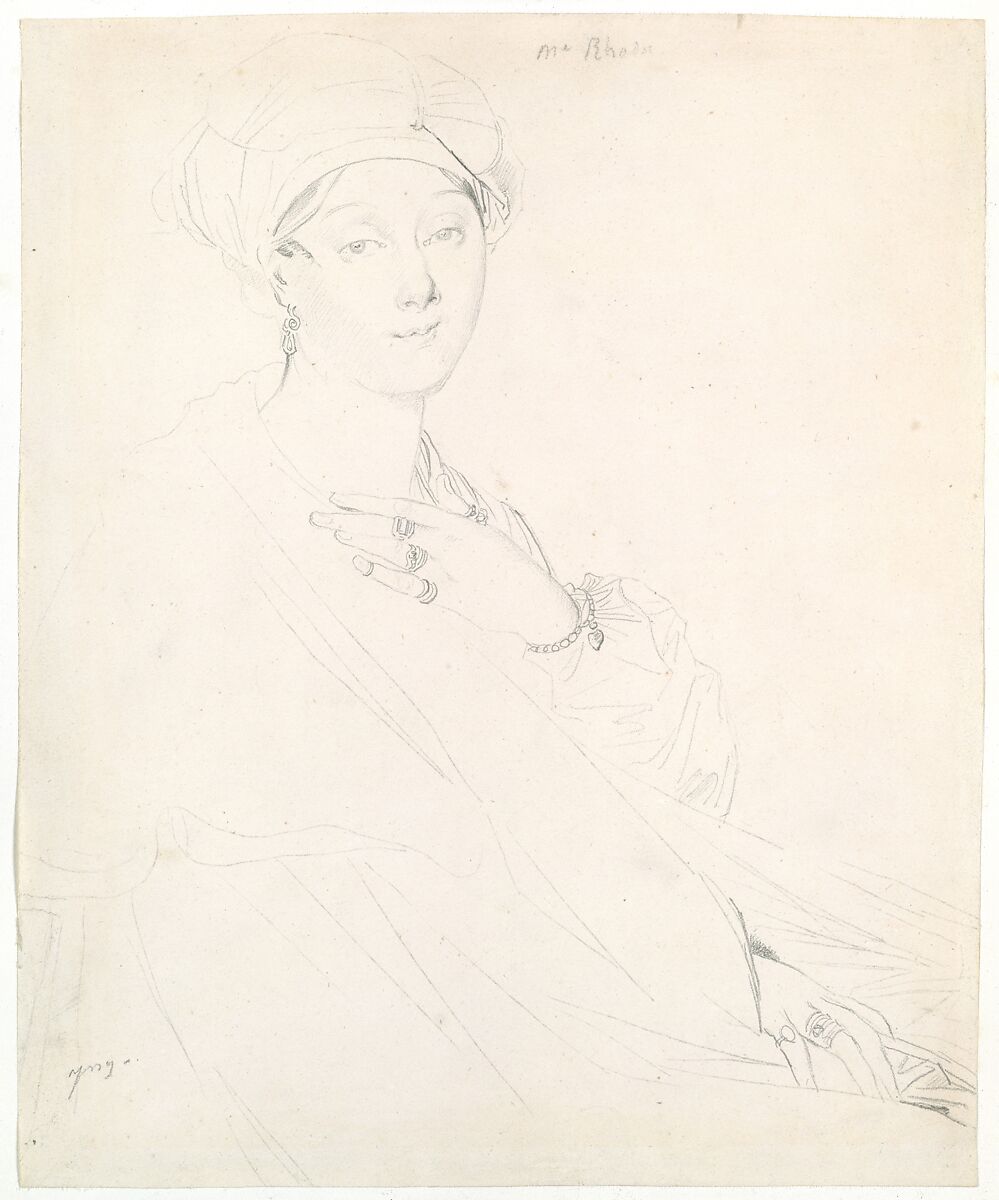 Portrait of Madame Rhode (Rhoda?), Jean Auguste Dominique Ingres (French, Montauban 1780–1867 Paris), Graphite on pale buff wove paper