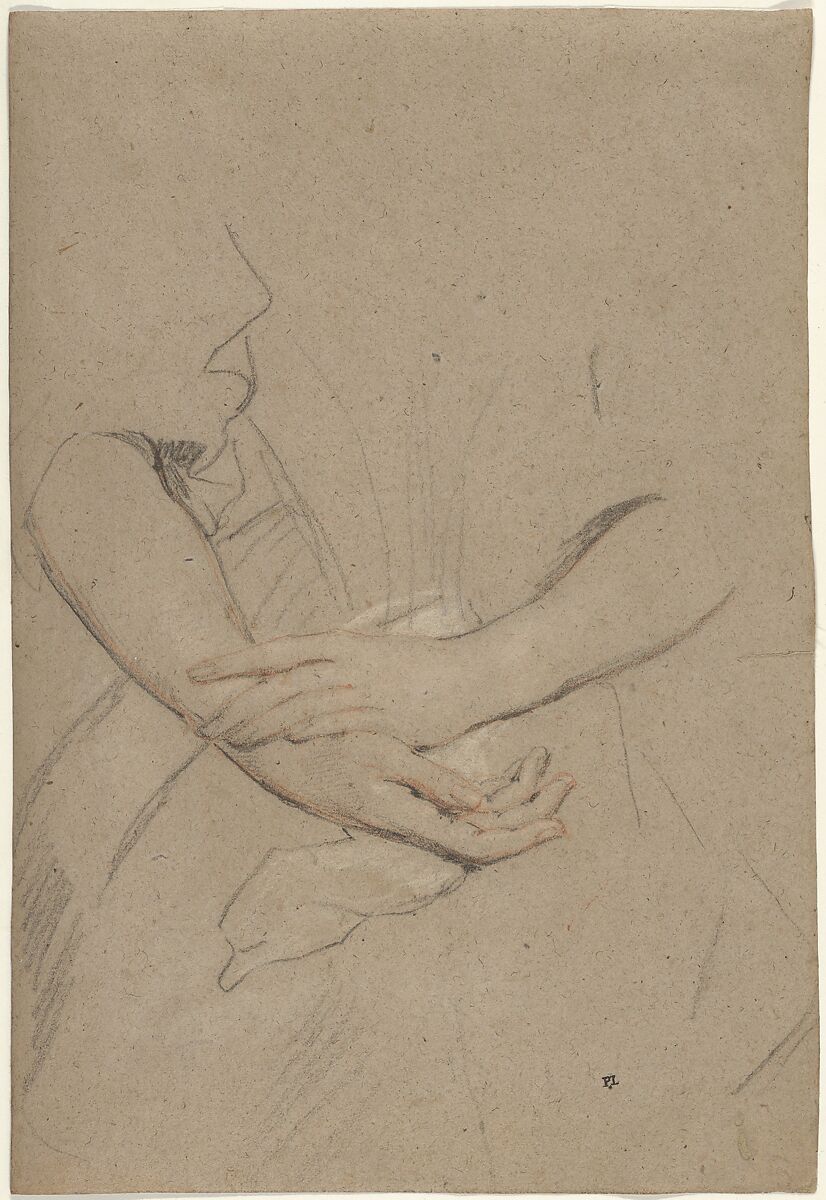 Study of the Forearms and Hands of a Woman, Sir Peter Lely (Pieter van der Faes)  Dutch, British, Black chalk with touches of red, heightened with white, on buff paper.