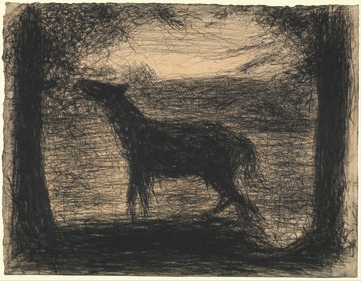 Foal (Le Poulain) [also called "The Colt"], Georges Seurat (French, Paris 1859–1891 Paris), Conté crayon on laid paper 