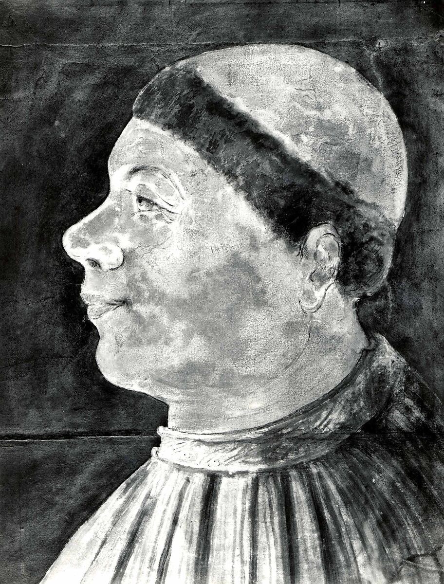 Profile Portrait of Bishop Antonius Campanus of Agram (Zagreb), Possibly French, Opaque copper-colored wash with pen and ink details against a black background, French or Italian