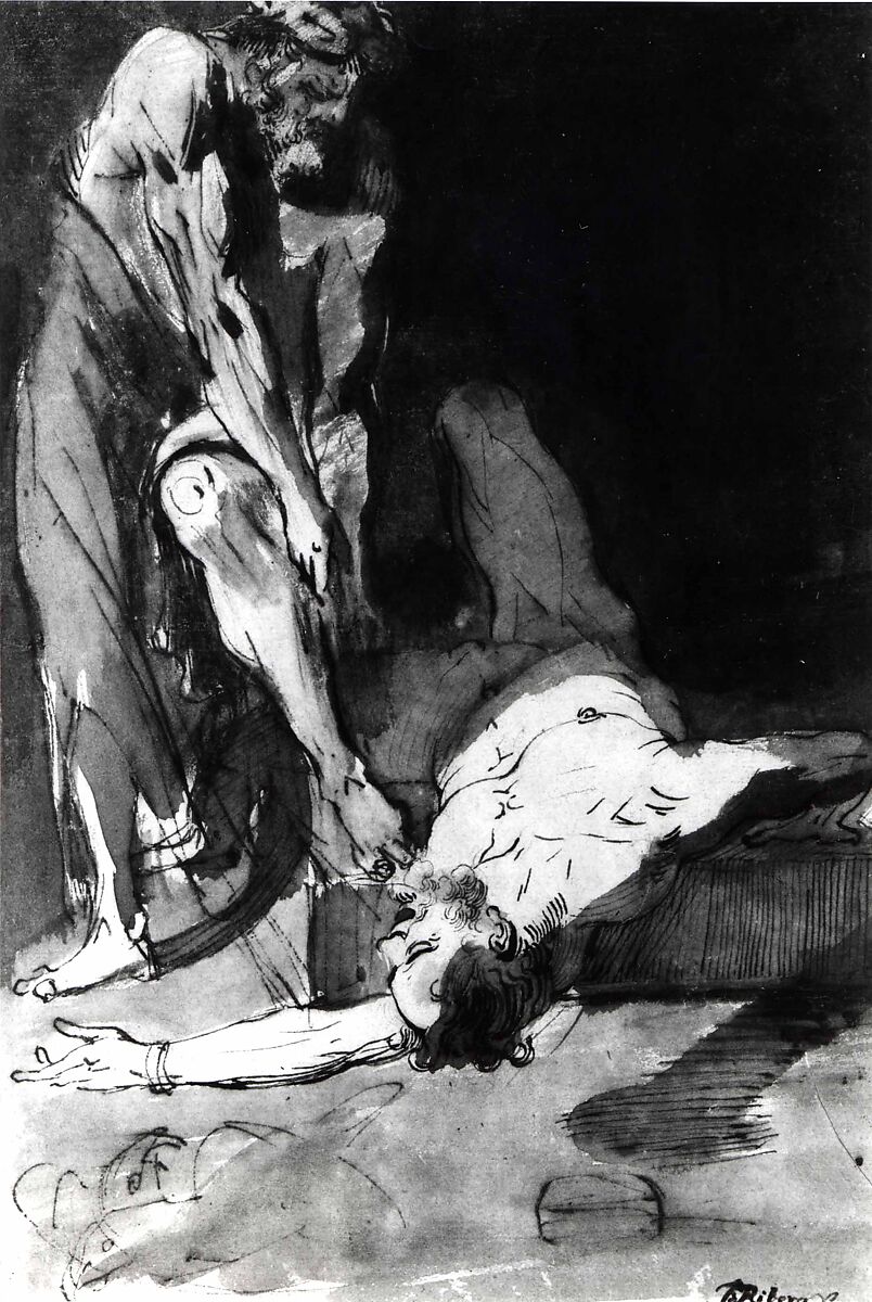 Two Male Nudes, Spanish  , probably 18th century, Red and brown ink, Spanish