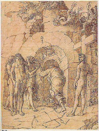 The Descent into Limbo, Circle of Andrea Mantegna (Italian, Isola di Carturo 1430/31–1506 Mantua), Pen and brown ink, brown wash