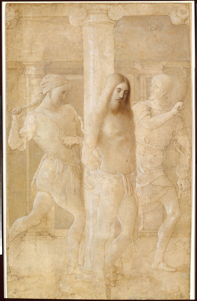 The Flagellation, Lombardy (?)  , late 15th century, Point of the brush and brown and light gray ink, brown and grayish brown wash, over traces of black chalk, heightened with white (partly oxidized)