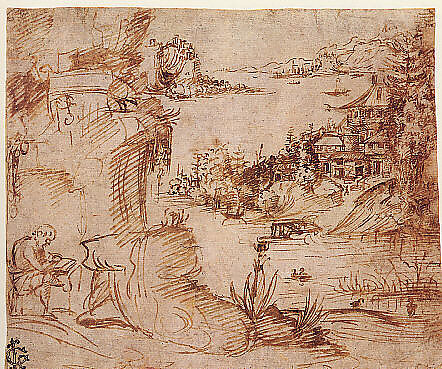 Landscape with Figure, The Veneto (1500–1529), Pen and brown ink