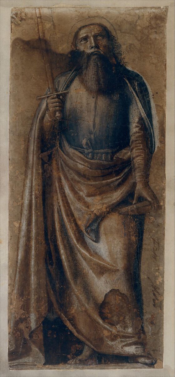 Saint Paul, Michele da Verona (Italian, Verona ca. 1470–Verona 1536/1544), Brush and brown, gray, and black ink, heightened with white (partly oxidized), on paper washed with brown. 