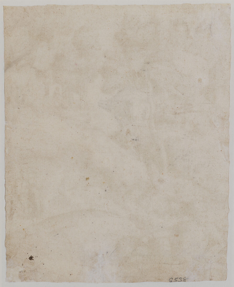 Landscape with a Satyr, Domenico Campagnola (Italian, Venice (?) 1500–1564 Padua), Pen and brown ink, touches of darker ink on the hut at center.