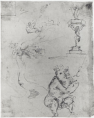 Landscape with a Shepherd in Repose, The Veneto (mid-16th century), Pen and brown ink, over black chalk., Italian, Veneto