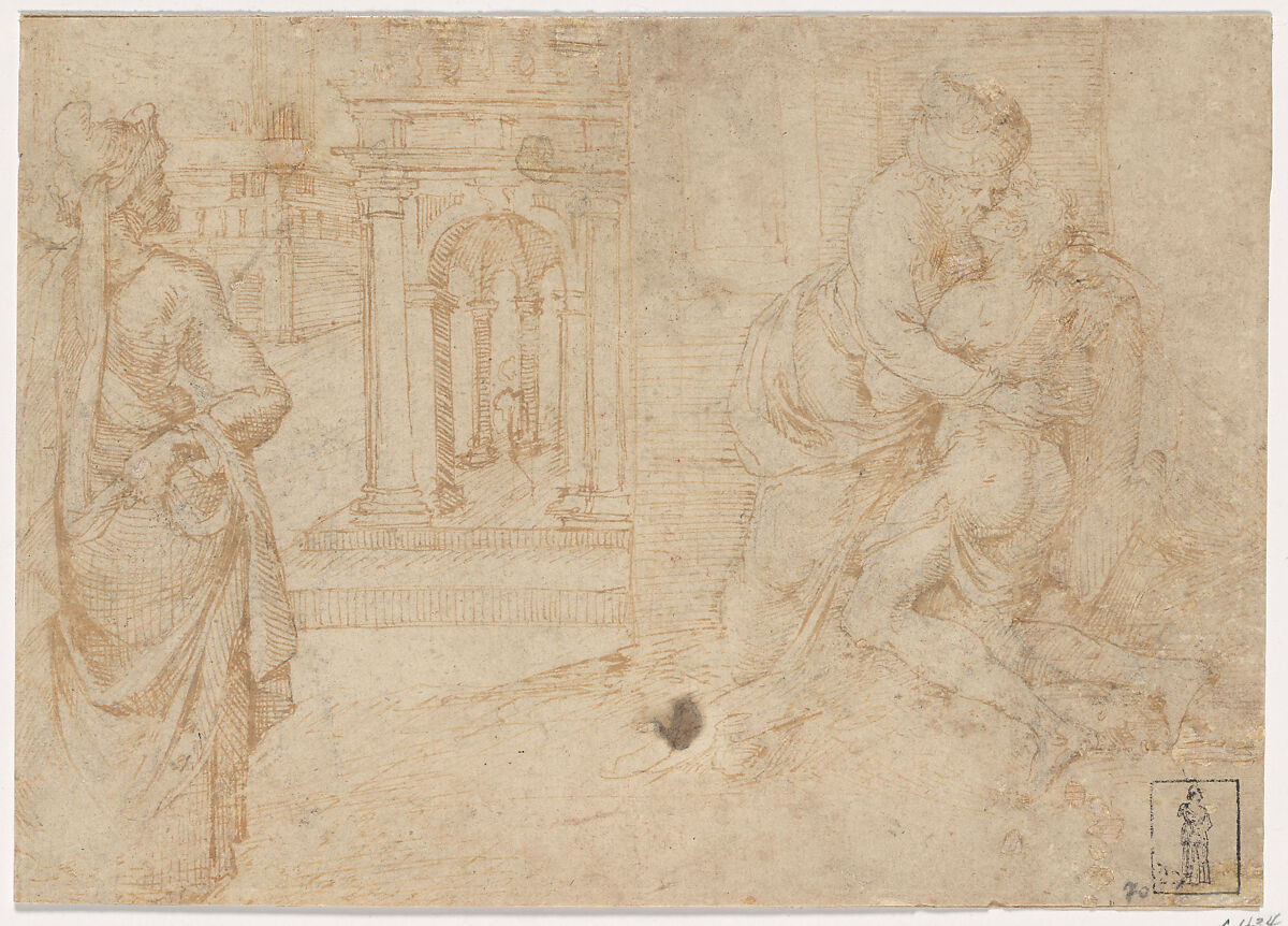 The Return of the Prodigal Son, Lombardy- The Veneto, Pen and brown ink, over traces of black chalk, Italian