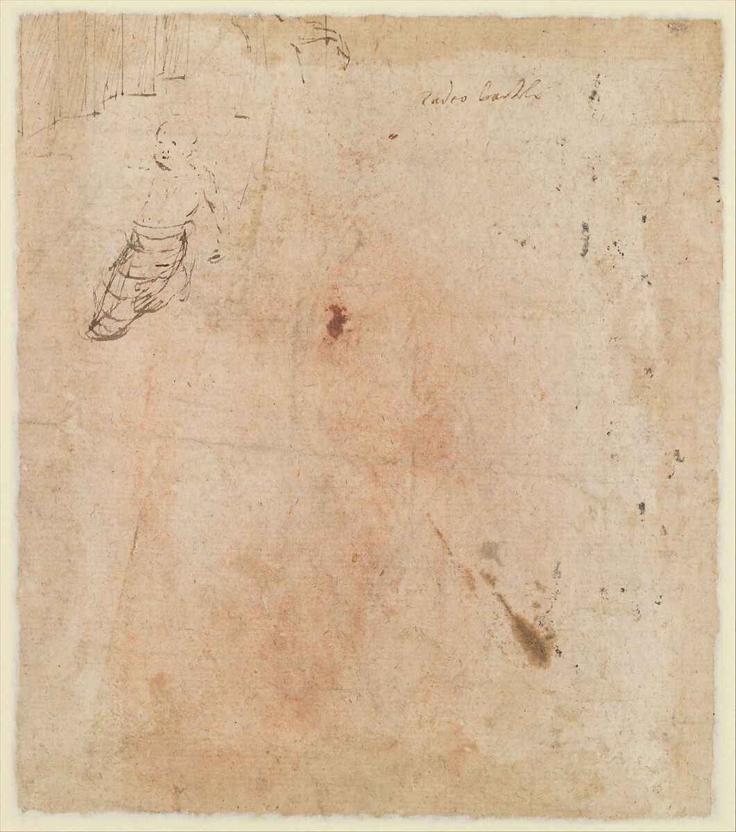 Justice, Follower of Fra Angelico (Guido di Pietro) (Italian, Vicchio di Mugello ca. 1395–1455 Rome), Pen and brown ink, brush and brown wash (the blade of the sword in pen and darker brown ink)