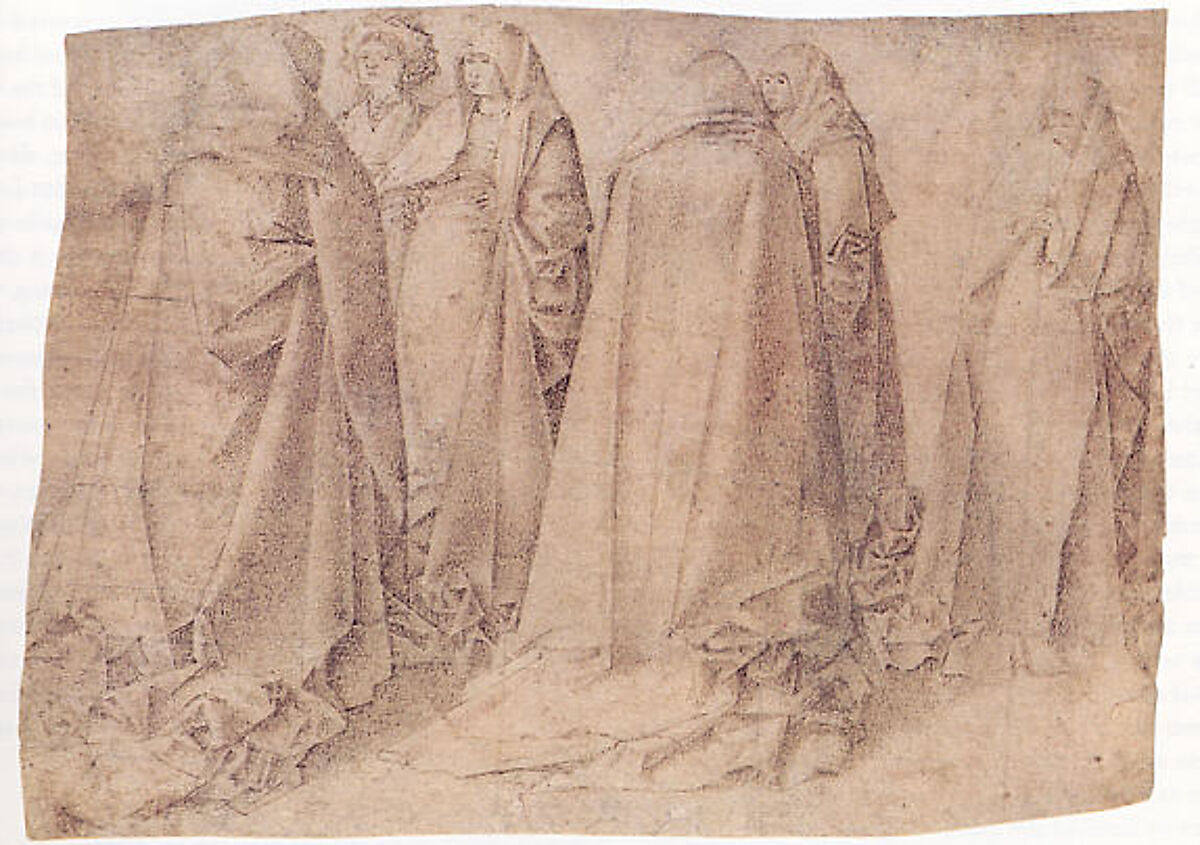 Group of Draped Figures, Attributed to Antonello da Messina (Antonello di Giovanni d'Antonio) (Italian, Messina ca. 1430–1479 Messina), Tip of the brush (or fine pen?) and brown ink