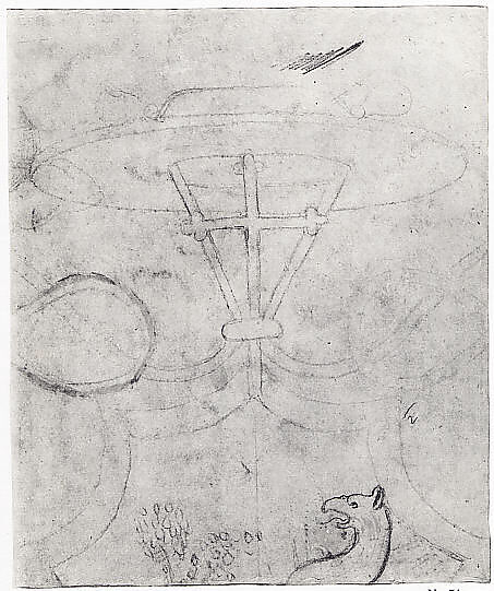 Two Studies of a Standing Youth in Quattrocento Clothing (recto); a cardinal's hat on a fragmentary coat of arms with a griffin (the arms of the city of Perugia) (verso), Workshop of Perugino (Pietro di Cristoforo Vannucci) (Italian, Città della Pieve, active by 1469–died 1523 Fontignano), Metalpoint on pinkish prepared paper; retouched by a later hand in pencil, particularly the figure at the right (recto); black chalk, over dots obtained by the pouncing of a model; partly retouched with brush and brown ink (verso)