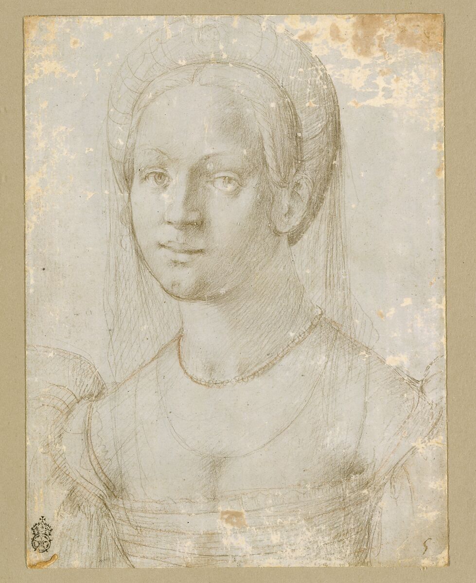 Portrait of a Young Woman, Attributed to Pier Francesco Foschi (Pier Francesco Toschi) (Italian, Florence 1502–1567 Florence), Metalpoint, touches of red chalk, on gray prepared paper. 