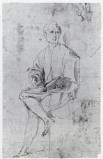 A Seated Man Declaiming from a Book, School of Baccio Bandinelli (Italian, Gaiole in Chianti 1493–1560 Florence), Pen and brown ink
