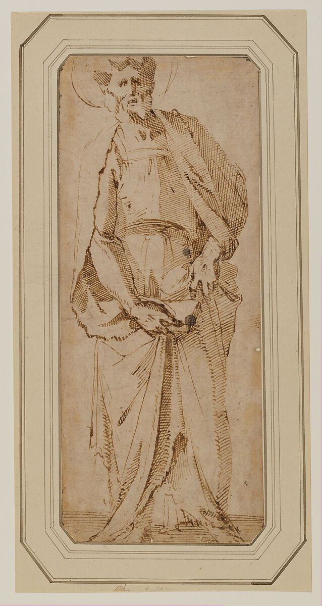 Standing Apostle, Giovanni Bandini (called Giovanni dell&#39;Opera) (Italian, Castello 1540–1599 Florence), Pen and brown ink 