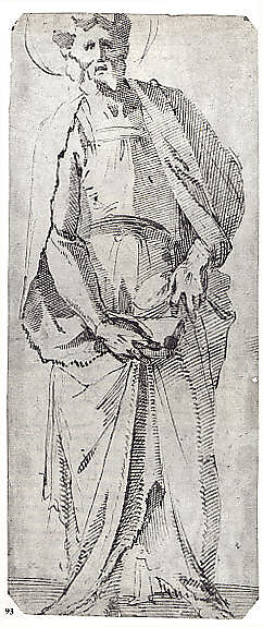 Standing Apostle, Giovanni Bandini (called Giovanni dell'Opera) (Italian, Castello 1540–1599 Florence), Pen and brown ink