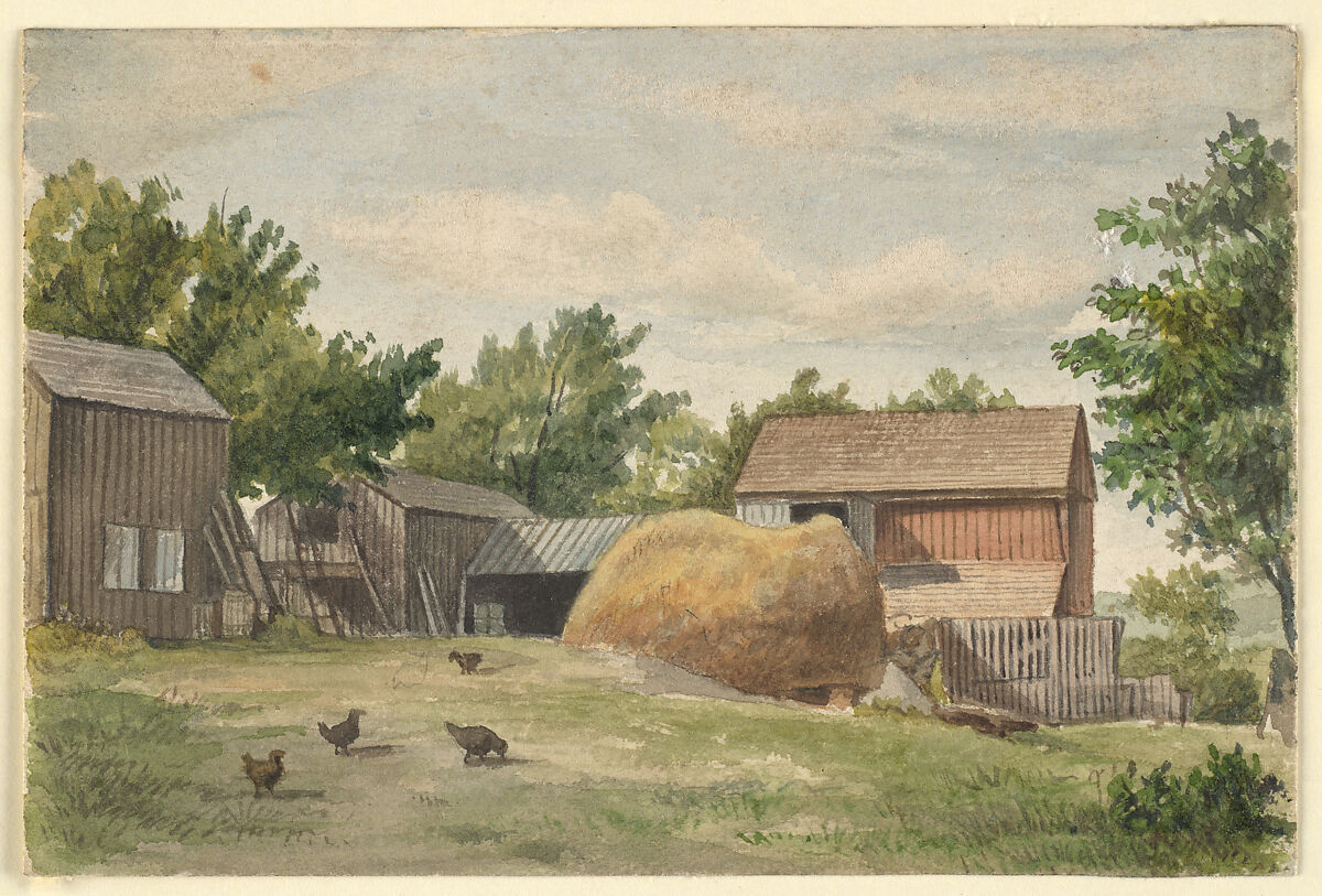 Farm Scene, American Artist, Watercolor, American