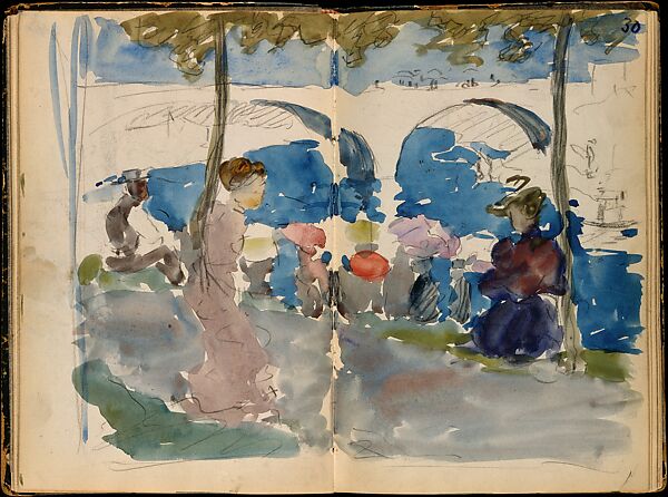 Paris Sketchbook, Maurice Brazil Prendergast   American, Conté crayon, pencil, and watercolor sketches